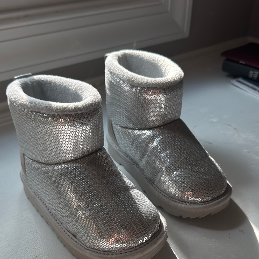 UGG Silver Shimmer Boots with Plush Lining